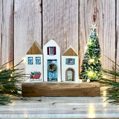 A village with a lighted tree