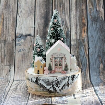 Růžové vánoční domečky