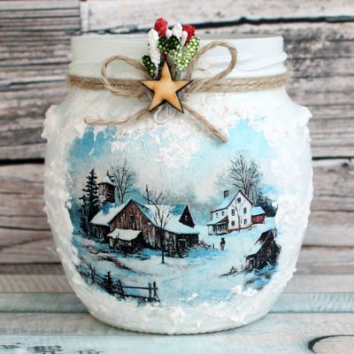 Glass candlestick on a candle, landscape motif #2