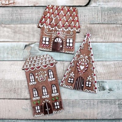 Set of 3 gingerbread houses made of plywood #2