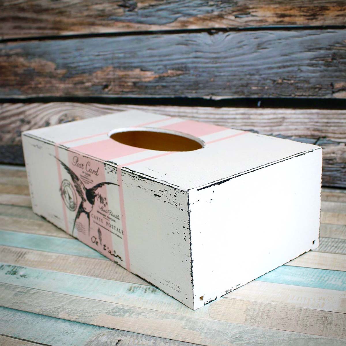 decorations-0014-2 PetiteProvence.cz, Handkerchief box Pink Bird, decorations-0014