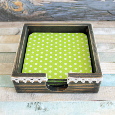 Box for coasters + 6 coasters