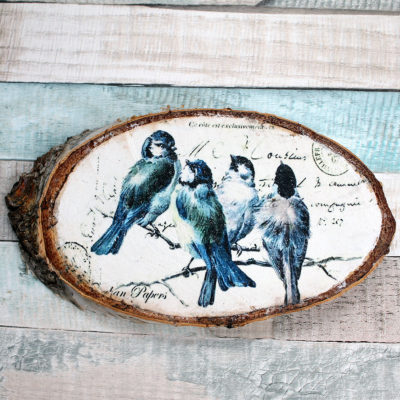 Ovál z masivu - motiv 4 ptáčci
