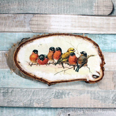 Ovál z masivu - motiv 7 ptáčků