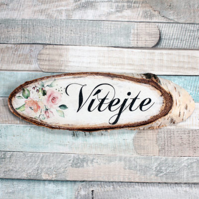 Ovál z masivu - motiv Vítejte